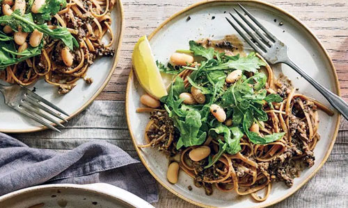 Pesto Mushroom Linguine